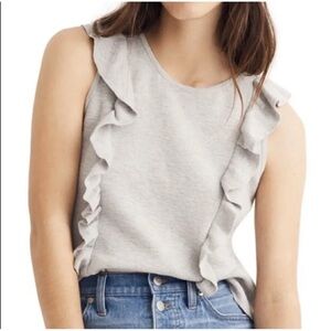 Madewell Grey Ruffle Knit Soft Tank Top Size Medium
